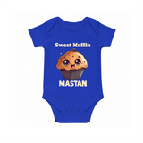 Sweet Muffin Personalized Baby Romper - COBALT BLUE - New Born (Chest 14")