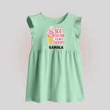 Ice Cream Is My Therapy Baby Frock - MINT GREEN - 0 - 3 Months Old (Chest 17")