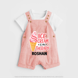 Ice Cream Is My Therapy Dungaree - PEACH - 0 - 5 Months Old (Chest 18")