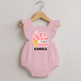 Ice Cream Is My Therapy Romper Frock - BABY PINK - 0 - 3 Months Old (Chest 19")