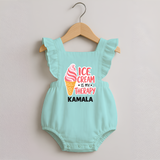 Ice Cream Is My Therapy Romper Frock - MINT GREEN - 0 - 3 Months Old (Chest 19")