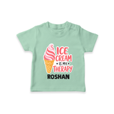 Ice Cream Is My Therapy Tshirt - MINT GREEN - 0-5 Months Old (Chest 17")