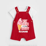 Ice Cream Is My Therapy Dungaree - RED - 0 - 5 Months Old (Chest 18")