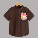 Ice Cream Is My Therapy Shirt - CHOCOLATE BROWN - 0 - 6 Months Old (Chest 23")