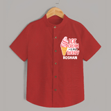 Ice Cream Is My Therapy Shirt - RED - 0 - 6 Months Old (Chest 23")