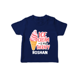 Ice Cream Is My Therapy Tshirt - NAVY BLUE - 0-5 Months Old (Chest 17")