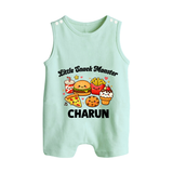 Little Snack Monster Button Romper - MINT GREEN - New Born (Chest 18")