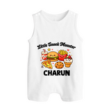 Little Snack Monster Button Romper - WHITE - New Born (Chest 18")