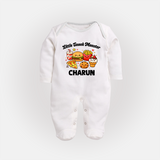 Little Snack Monster Full body suit - WHITE - New Born (Chest 7.5")