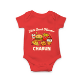 Little Snack Monster Baby Romper - RED - New Born (Chest 14")
