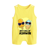 Just Chillin' Ice Cream Button Romper - PASTEL YELLOW - New Born (Chest 18")