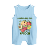 Good Food Good Mood Button Romper - BABY BLUE - New Born (Chest 18")