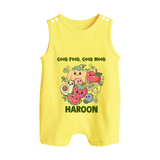Good Food Good Mood Button Romper - PASTEL YELLOW - New Born (Chest 18")