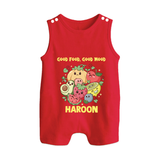 Good Food Good Mood Button Romper - RED - New Born (Chest 18")
