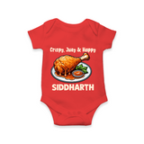 Crispy Juicy Chicken Baby Romper - RED - New Born (Chest 14")
