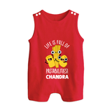 Pasta Lover Button Romper - RED - New Born (Chest 18")