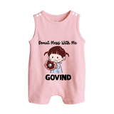 Donut Mess With Me Button Romper - BABY PINK - New Born (Chest 18")