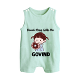 Donut Mess With Me Button Romper - MINT GREEN - New Born (Chest 18")