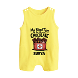 My Blood Type Is Chocolate Button Romper - PASTEL YELLOW - New Born (Chest 18")