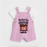 My Blood Type Is Chocolate Dungaree - BABY PINK - 0 - 5 Months Old (Chest 18")