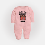 My Blood Type Is Chocolate Full body suit - BABY PINK - New Born (Chest 7.5")