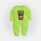 My Blood Type Is Chocolate Full body suit - LIME GREEN - New Born (Chest 7.5")