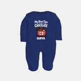 My Blood Type Is Chocolate Full body suit - NAVY BLUE - New Born (Chest 7.5")