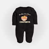 Noodle Lover Full body suit - BLACK - New Born (Chest 7.5")