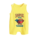Souper Hero Button Romper - PASTEL YELLOW - New Born (Chest 18")