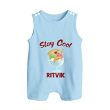 Stay Cool Ice Cream Button Romper - BABY BLUE - New Born (Chest 18")