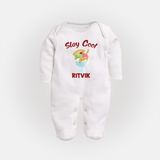 Stay Cool Ice Cream Full body suit - WHITE - New Born (Chest 7.5")