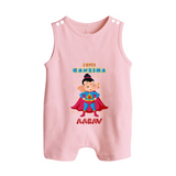 Super Ganesha Romper Suit / Sleeveless Romper | Personalized Baby Romper Suit / Sleeveless Romper for Ganesha Celebration - BABY PINK - 0 - 5 Months Old (Chest 18")