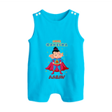 Super Ganesha Romper Suit / Sleeveless Romper | Personalized Baby Romper Suit / Sleeveless Romper for Ganesha Celebration - SKY BLUE - 0 - 5 Months Old (Chest 18")