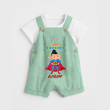 Super Ganesha Dungaree Set | Personalized Baby Dungaree Set for Ganesha Celebration - MINT GREEN - 0 - 5 Months Old (Chest 18")