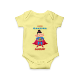 Super Ganesha Romper | Personalized Baby Romper for Ganesha Celebration - PASTEL YELLOW - New Born (Chest 14")