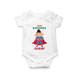 Super Ganesha Romper | Personalized Baby Romper for Ganesha Celebration - WHITE - New Born (Chest 14")