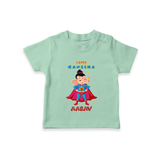 Super Ganesha T-Shirt | Personalized Baby T-Shirt for Ganesha Celebration - MINT GREEN - 0-5 Months Old (Chest 17")