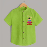 No Fear When Super Ganesha Is Here Shirt | Custom Baby Shirt for Ganesha Festival - LIME GREEN - 0 - 6 Months Old (Chest 23")