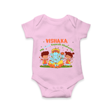 My First Ganesha Romper | Personalized Baby Romper for Ganesha Celebration - BABY PINK - New Born (Chest 14")