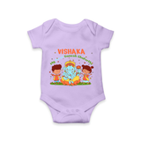 My First Ganesha Romper | Personalized Baby Romper for Ganesha Celebration - LILAC - New Born (Chest 14")