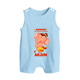Ganesha My Dancing Companion Romper Suit / Sleeveless Romper | Custom Baby Romper Suit / Sleeveless Romper for Ganesha Devotees - BABY BLUE - 0 - 5 Months Old (Chest 18")