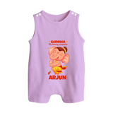 Ganesha My Dancing Companion Romper Suit / Sleeveless Romper | Custom Baby Romper Suit / Sleeveless Romper for Ganesha Devotees - LILAC - 0 - 5 Months Old (Chest 18")