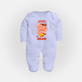 Ganesha My Dancing Companion Sleep Suit / Full Sleeve Body Suit | Custom Baby Sleep Suit / Full Sleeve Body Suit for Ganesha Devotees - BABY BLUE - New Born (Chest 7.5")