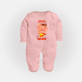 Ganesha My Dancing Companion Sleep Suit / Full Sleeve Body Suit | Custom Baby Sleep Suit / Full Sleeve Body Suit for Ganesha Devotees - BABY PINK - New Born (Chest 7.5")