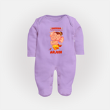 Ganesha My Dancing Companion Sleep Suit / Full Sleeve Body Suit | Custom Baby Sleep Suit / Full Sleeve Body Suit for Ganesha Devotees - LILAC - New Born (Chest 7.5")