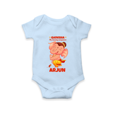 Ganesha My Dancing Companion Romper | Custom Baby Romper for Ganesha Devotees - BABY BLUE - New Born (Chest 14")