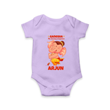 Ganesha My Dancing Companion Romper | Custom Baby Romper for Ganesha Devotees - LILAC - New Born (Chest 14")