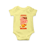 Ganesha My Dancing Companion Romper | Custom Baby Romper for Ganesha Devotees - PASTEL YELLOW - New Born (Chest 14")