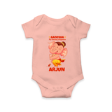 Ganesha My Dancing Companion Romper | Custom Baby Romper for Ganesha Devotees - PEACH - New Born (Chest 14")