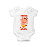 Ganesha My Dancing Companion Romper | Custom Baby Romper for Ganesha Devotees - WHITE - New Born (Chest 14")